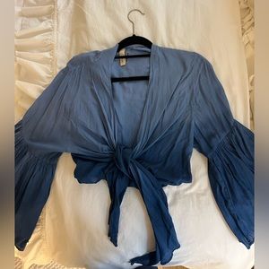 Elan Blue Tie Top